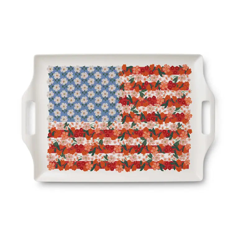 Rifle Paper Co Americana Melamine Serving Platter with Handles