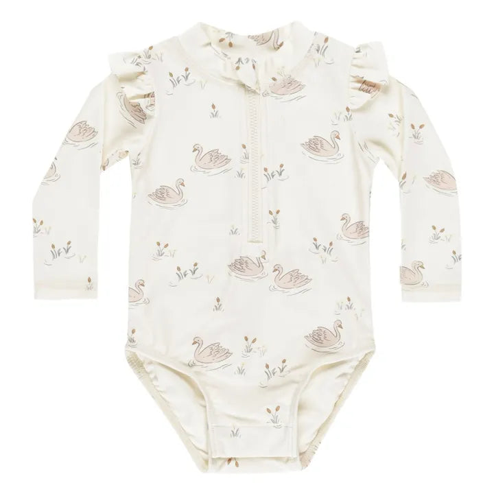 Quincy Mae SS25 One Piece Ruffle Swans