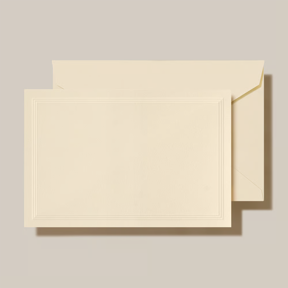 Crane Triple Debossed Correspondence Ecru Card