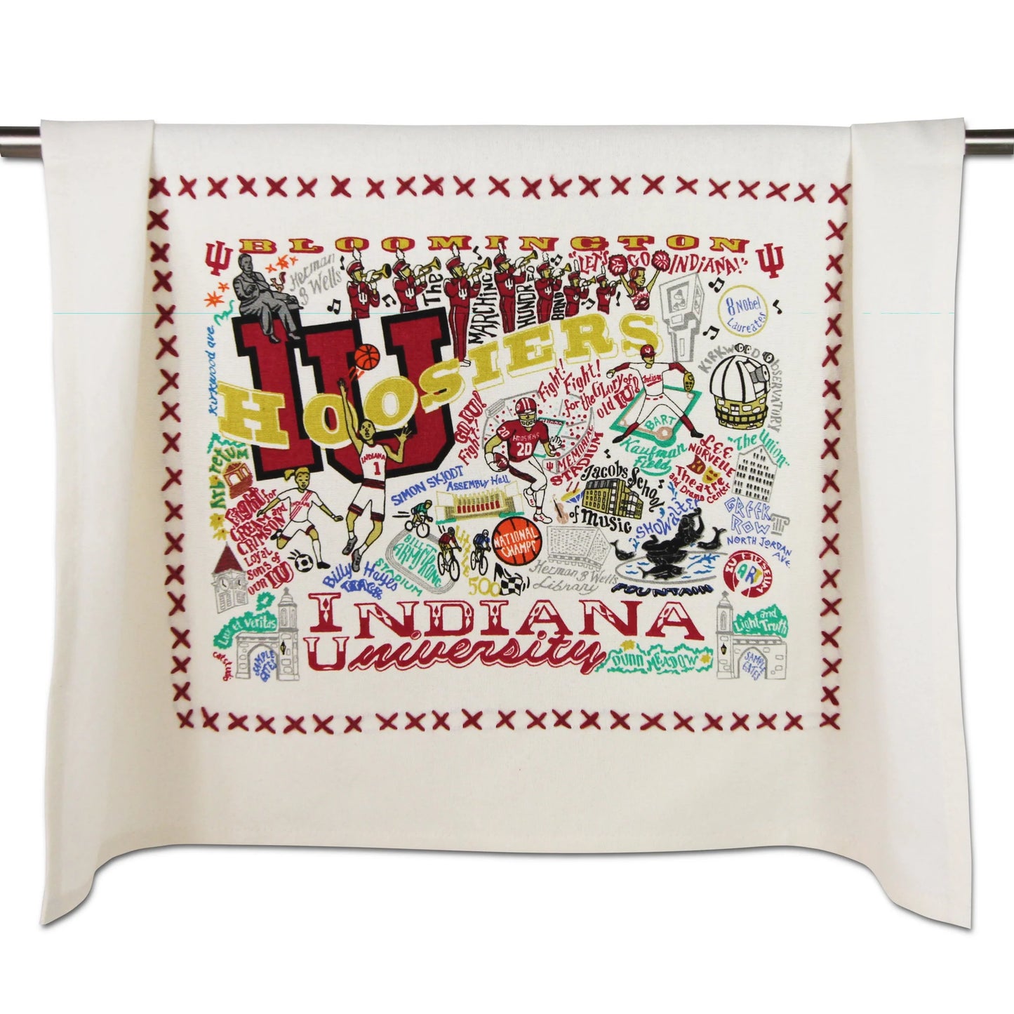 catstudio Indiana University Embroidered Dish Towel