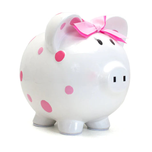 Pink Multi Dot Piggy Bank