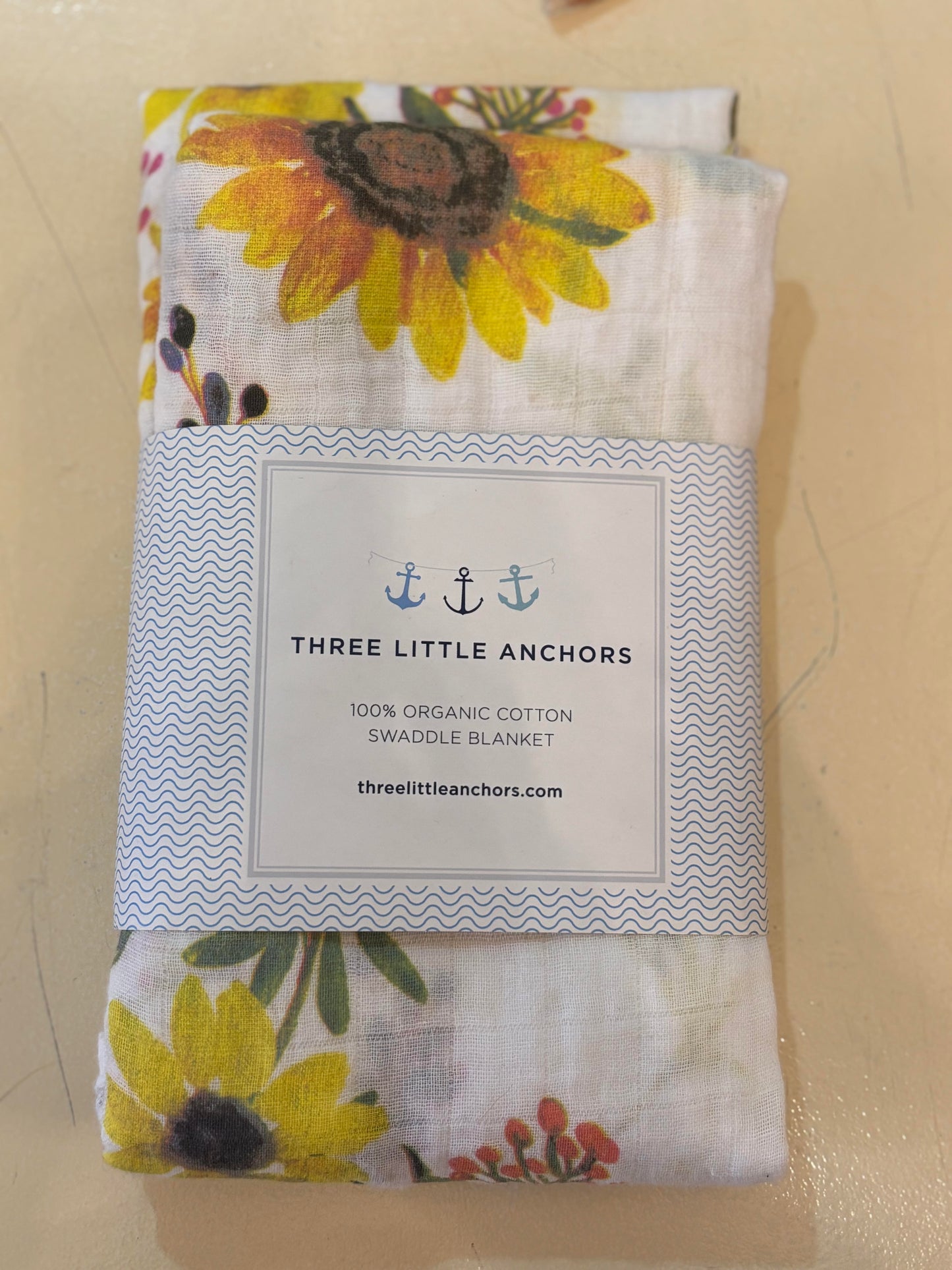 Three Little Anchors Swaddle Flower Swaddle Blanket