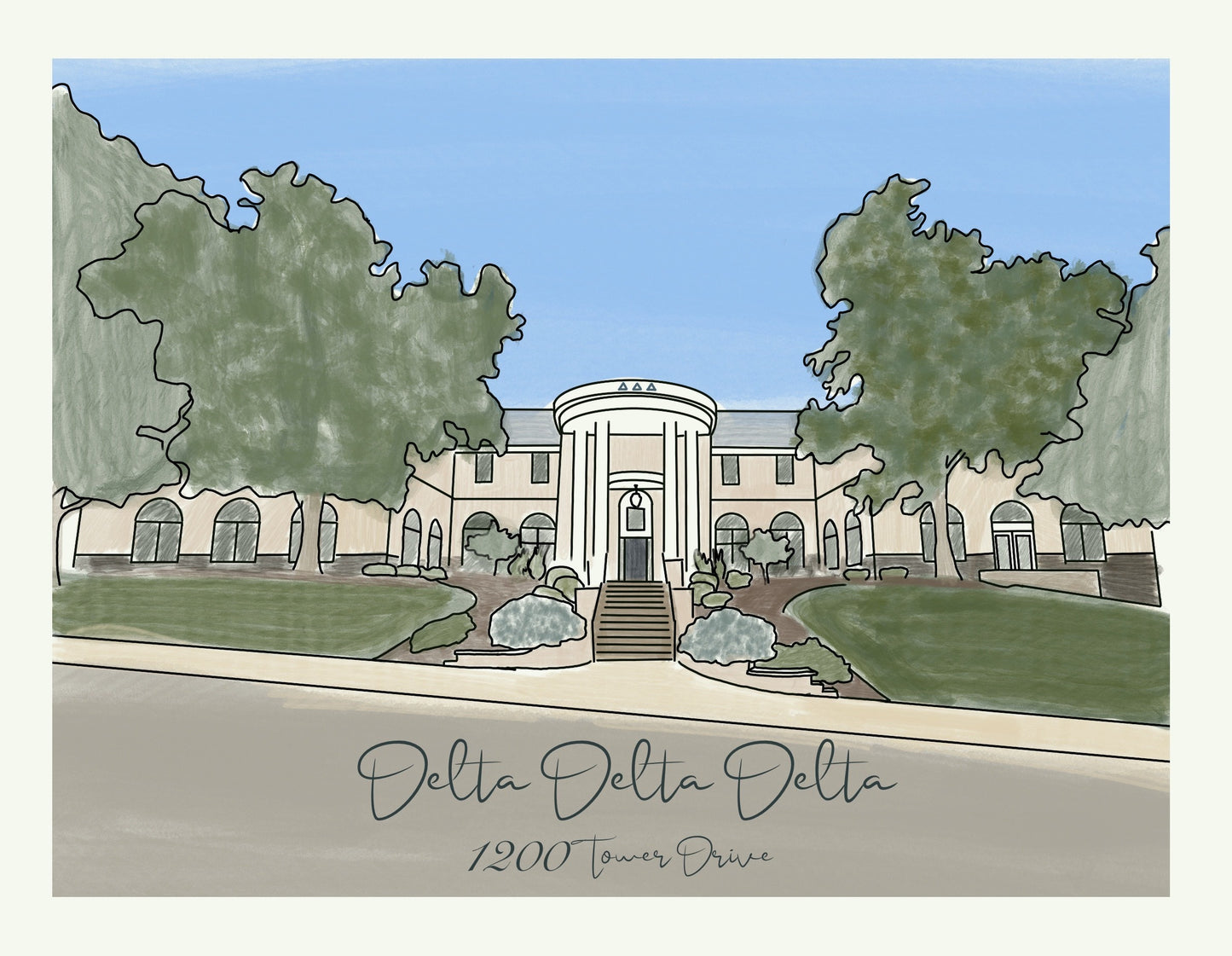 Purdue Sorority custom House Drawing