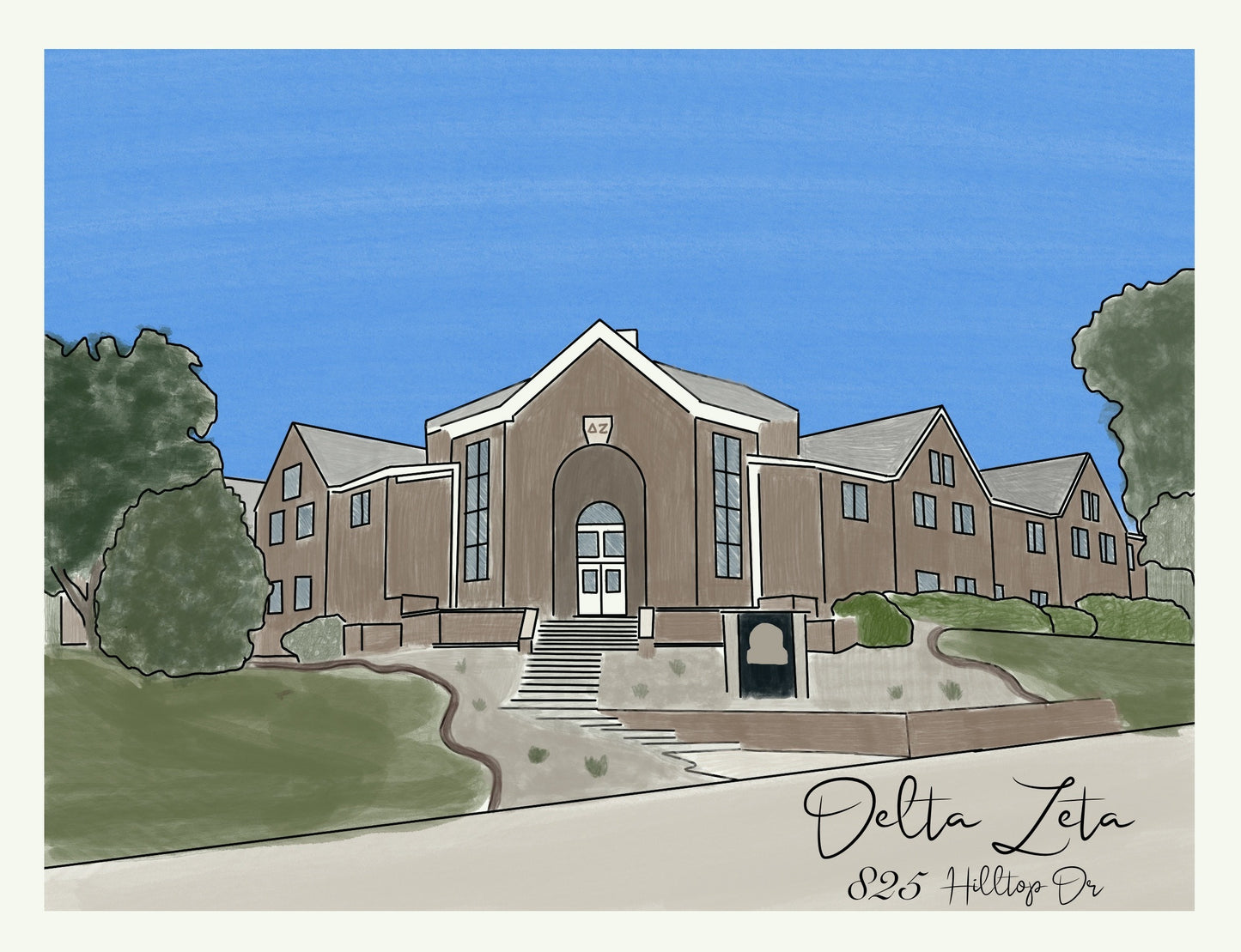 Purdue Sorority custom House Drawing