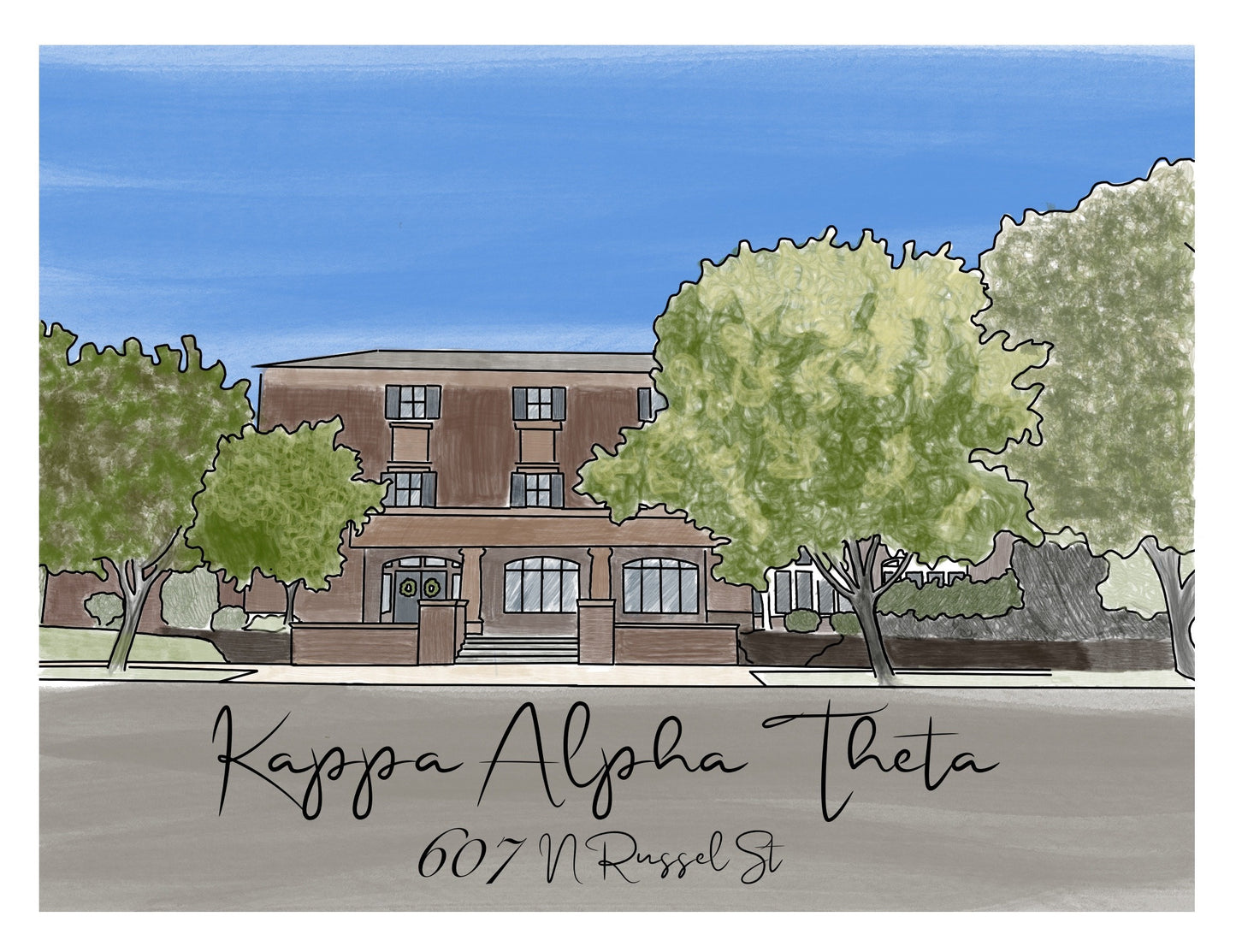 Purdue Sorority custom House Drawing