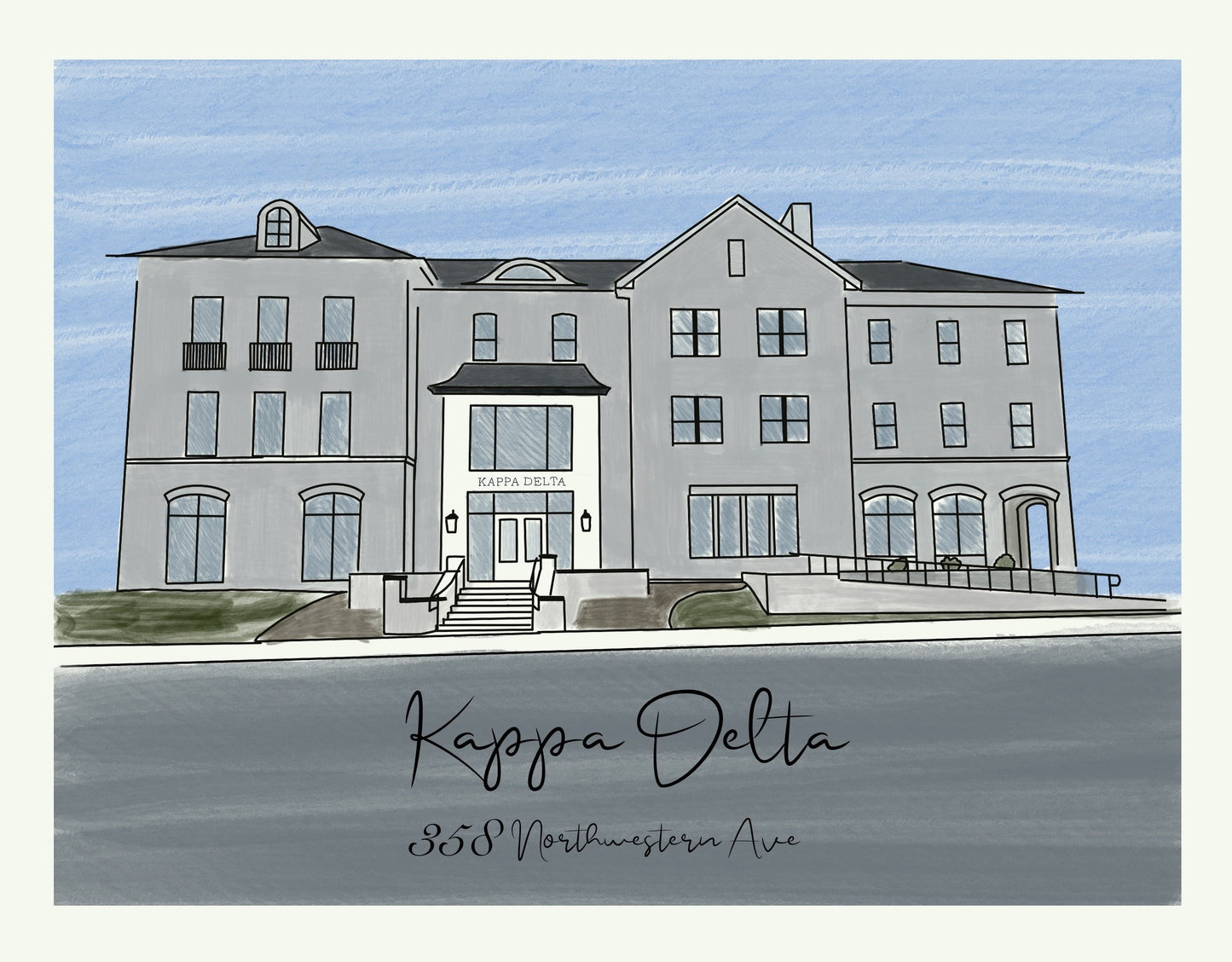 Purdue Sorority custom House Drawing