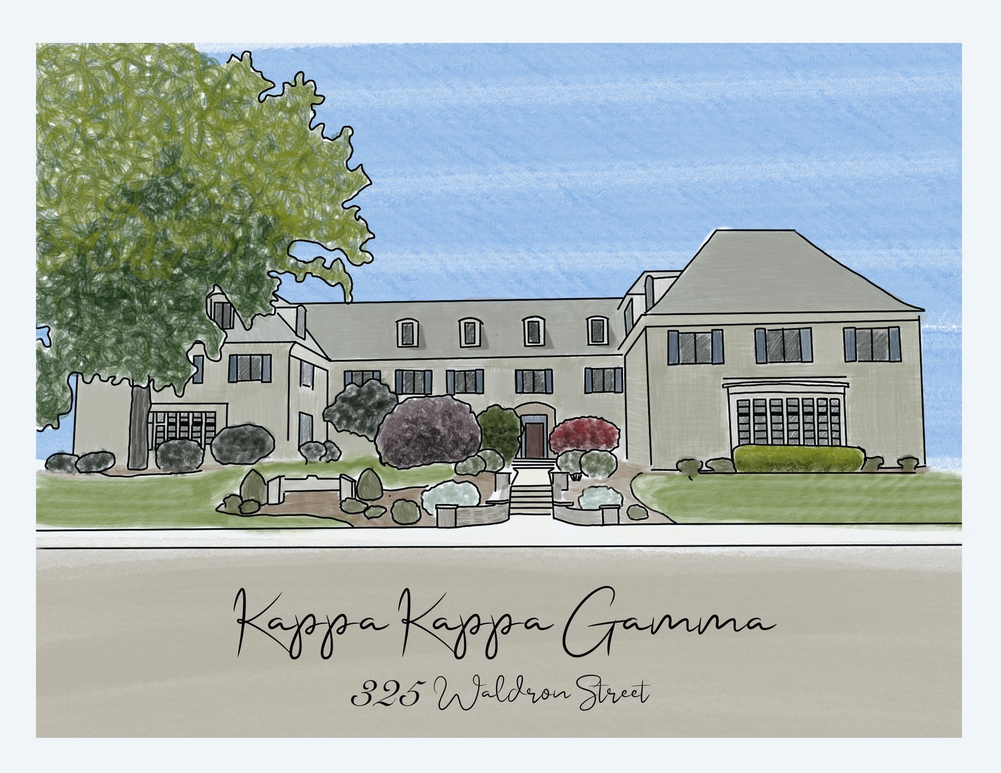 Purdue Sorority custom House Drawing