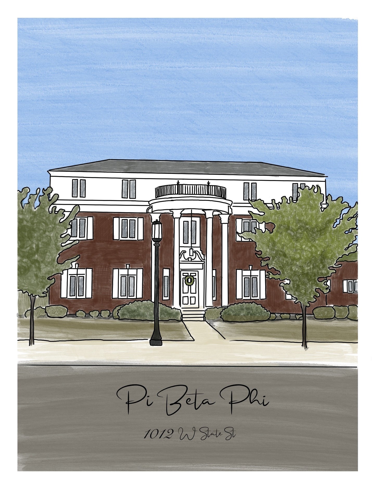 Purdue Sorority custom House Drawing