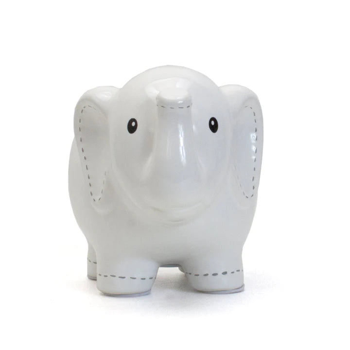 White Stitched Elephant Bank
