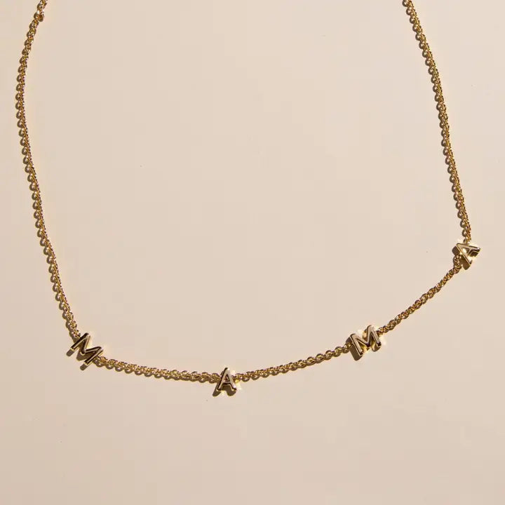 Nickel & Suede Mama Initial Necklace