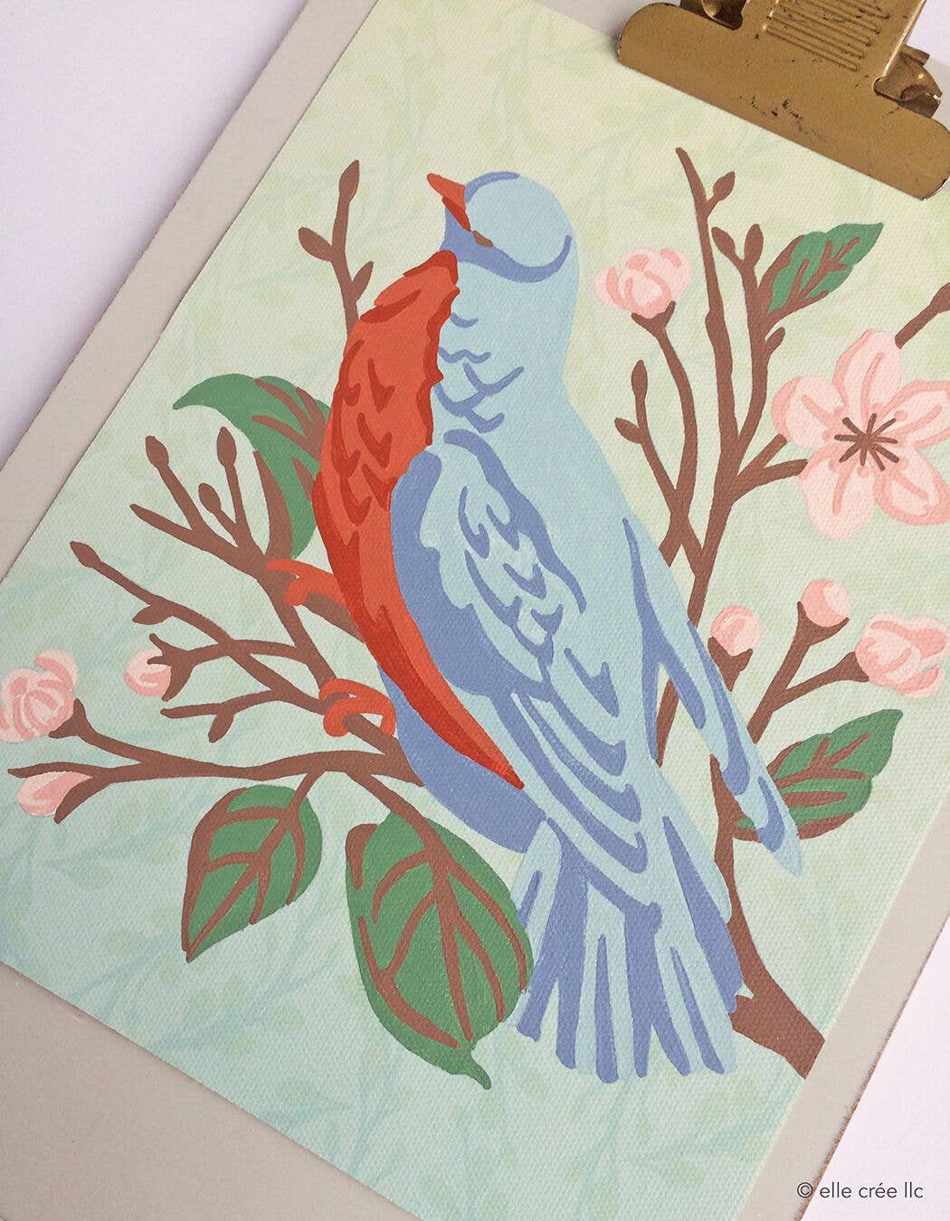 Bird on a Cherry Blossom Branch Paint-by-Number Kit