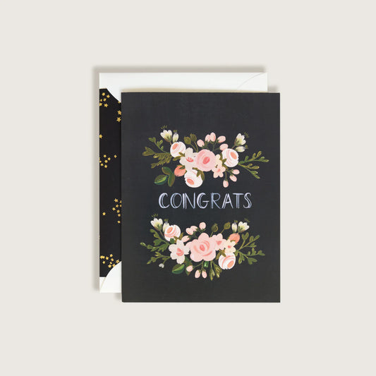 CONGRATS CHARCOAL BLUSH CARD