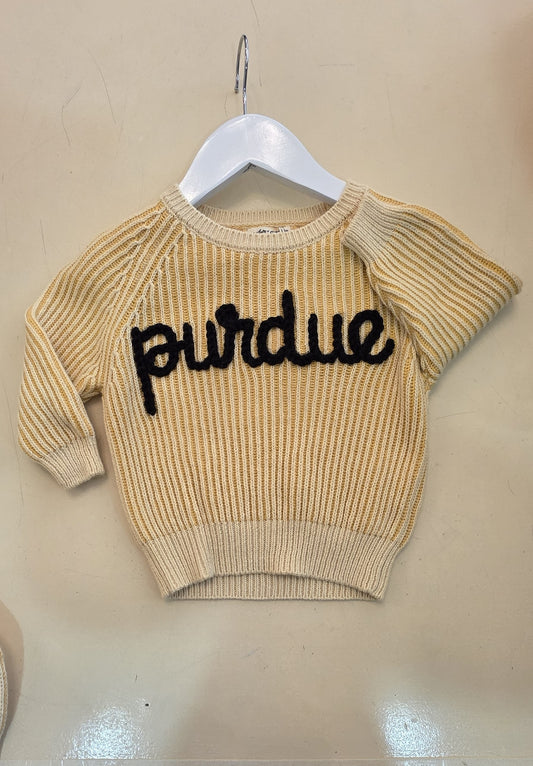 Wilson + Frenchy Dijon Knitted Ribbed Sweater with Knitted Purdue