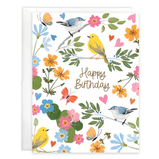 Birthday song birds and flowers