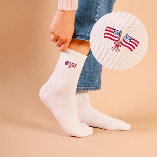 Embroider Crew Socks