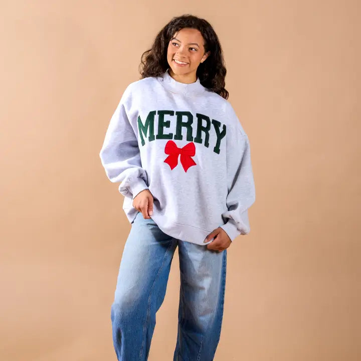 The Darling Effect Holiday Merry Mockneck Sweatshirt