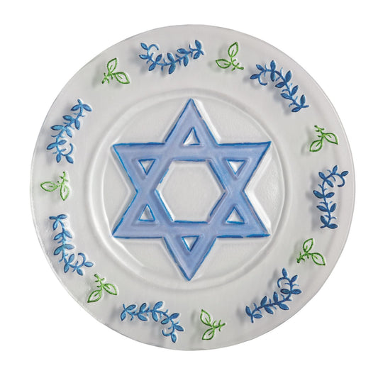 Mud Pie Fused Glass Hanukkah Plate