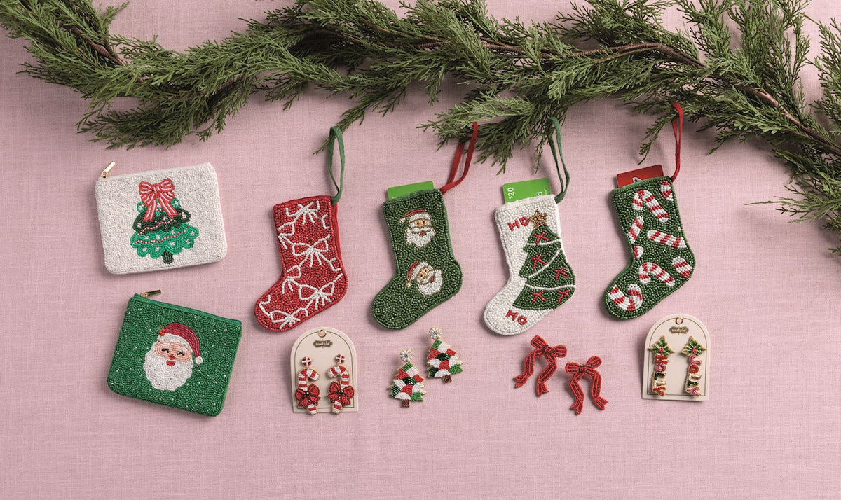 Mud Pie Beaded Stocking Ornaments