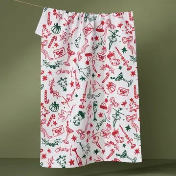Geometry Christmas Print Tea Towels