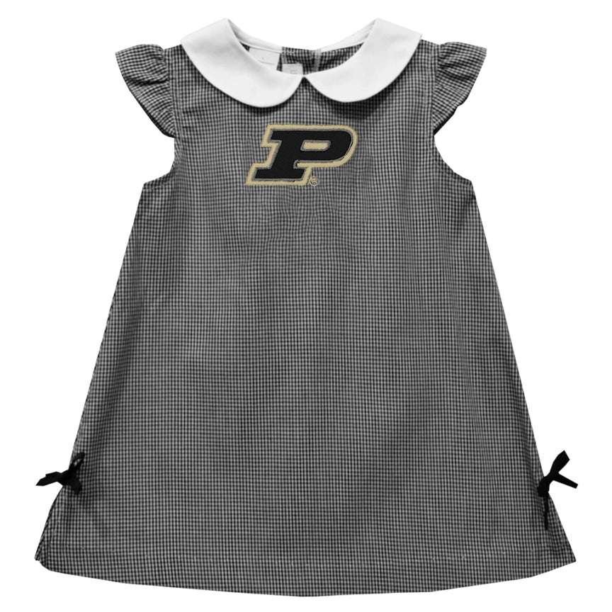 Purdue Boilermakers Embroidered Black A Line Dress