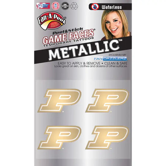 Purdue Game Faces® Temporary Tattoos Metallic