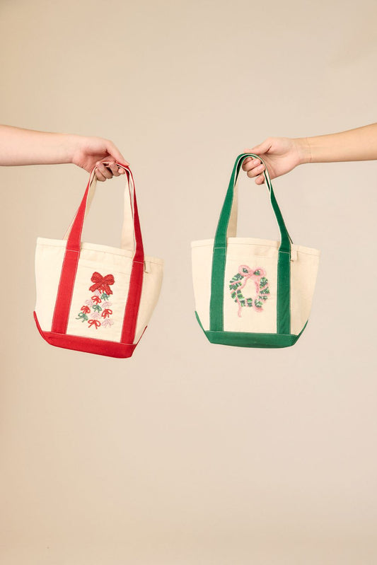 Mud Pie Holiday Mini Beaded Tote