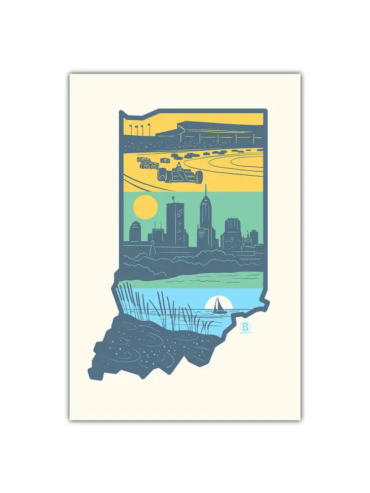 Layers of Indiana Postcard