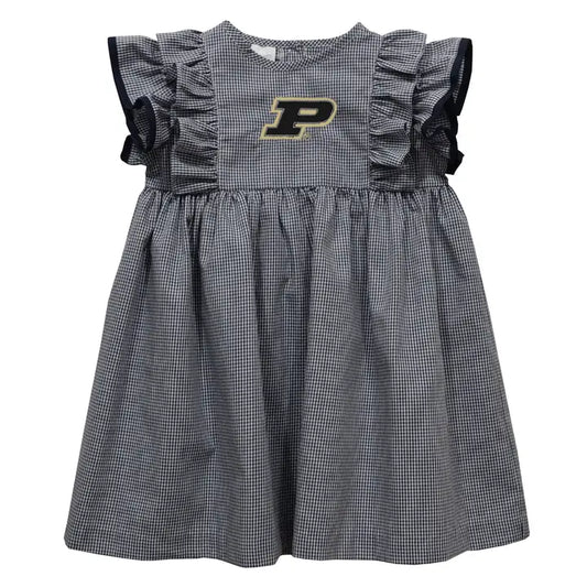 Purdue Boilermakers Embroidered Black Ruffle Dress