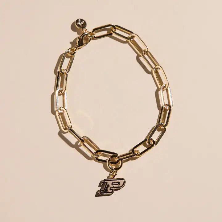 Nickel & Suede Purdue University Charm Bracelet
