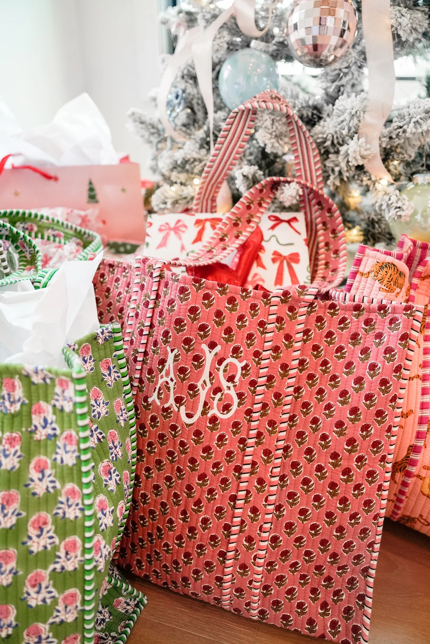 Quilted Block-Print Tote Bag