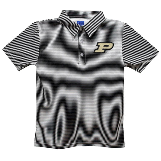 Purdue Embroidered Black Stripes Polo
