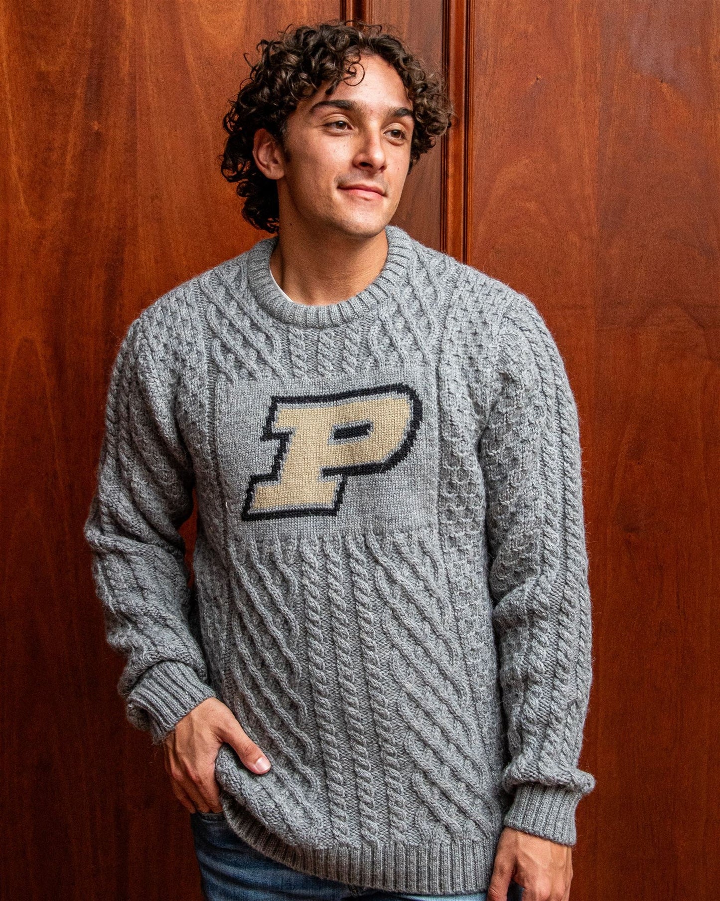 Collegiate Knitwear Men's British Wool Fisherman Sweater