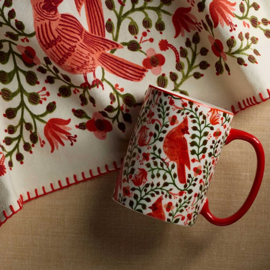 Rifle Paper Co Christmas Cardinals Porcelain Mug