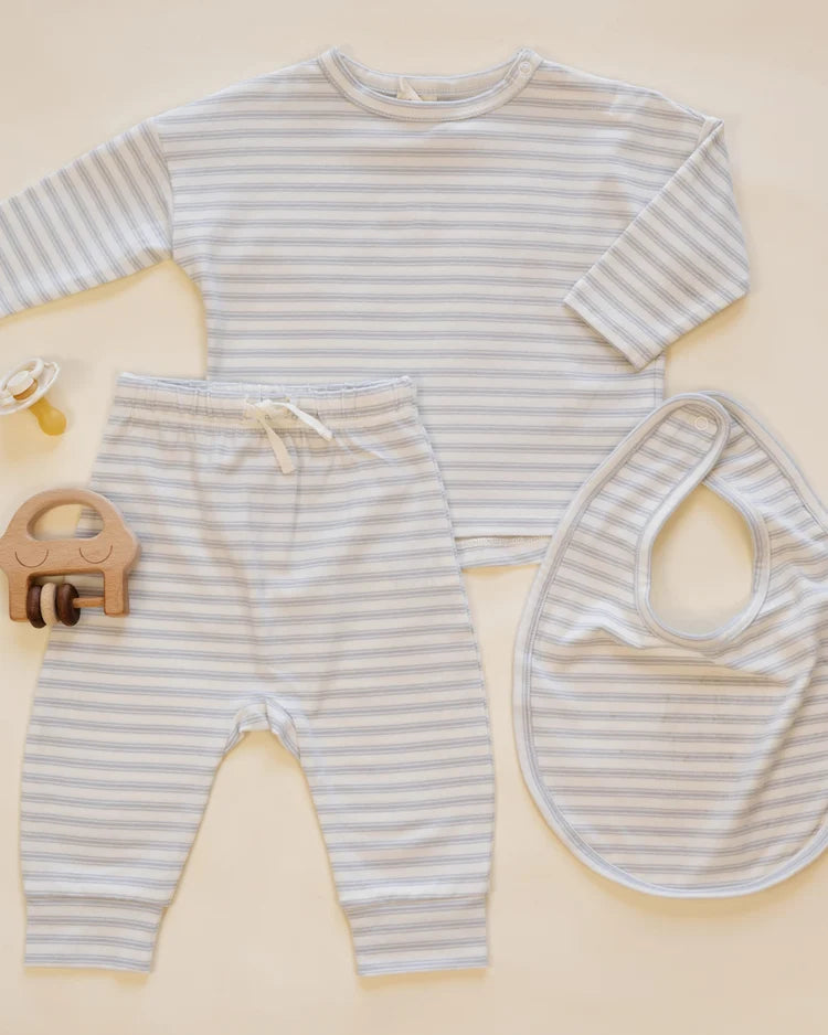Quincy Mae AW26 Long Sleeve Tee Cloud Stripe Set