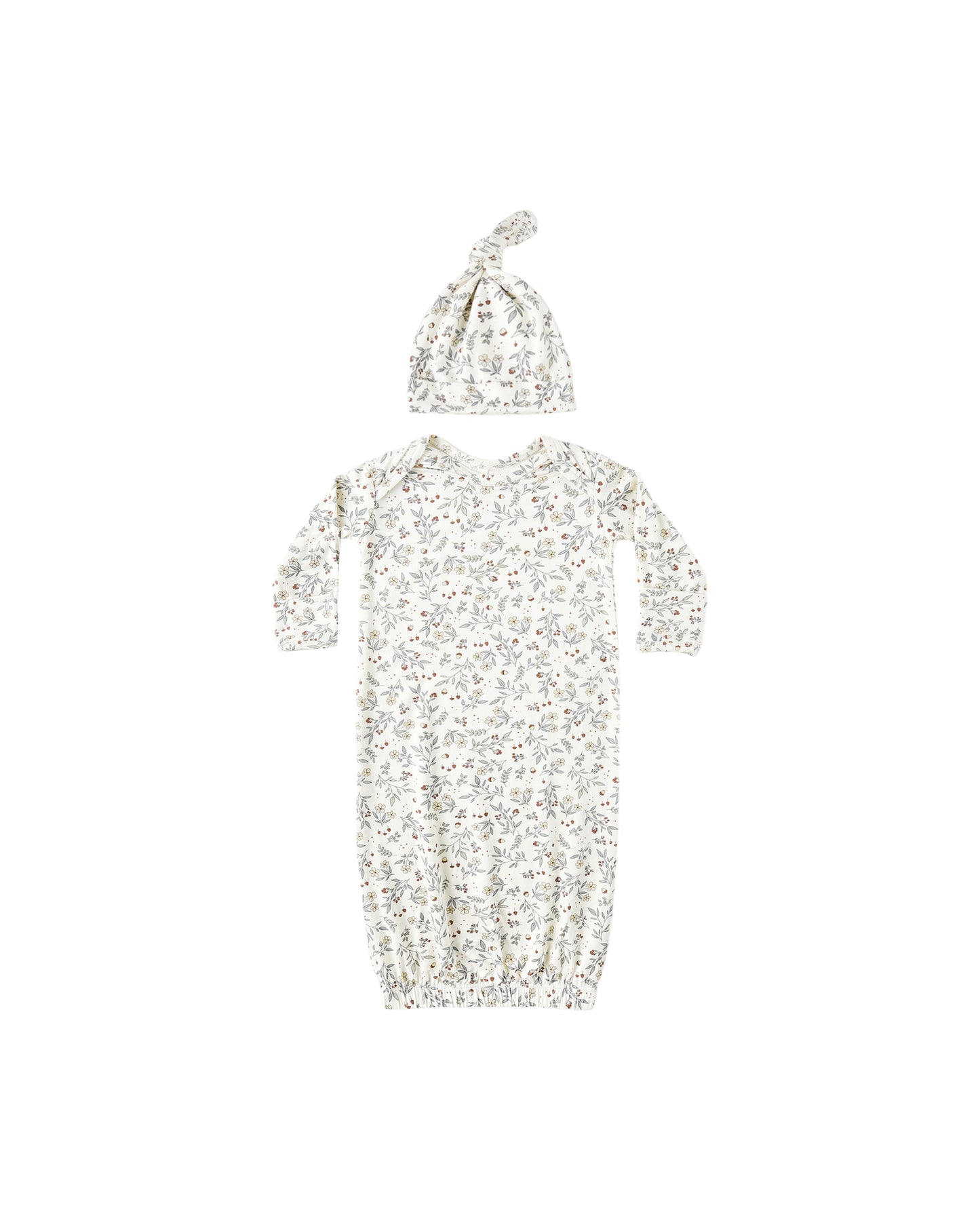 Quincy Mae FW25 Bamboo Baby Gown + Hat Set
