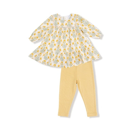 Angel Dear  Smocked Ruffle Dress + Ribbed Legging