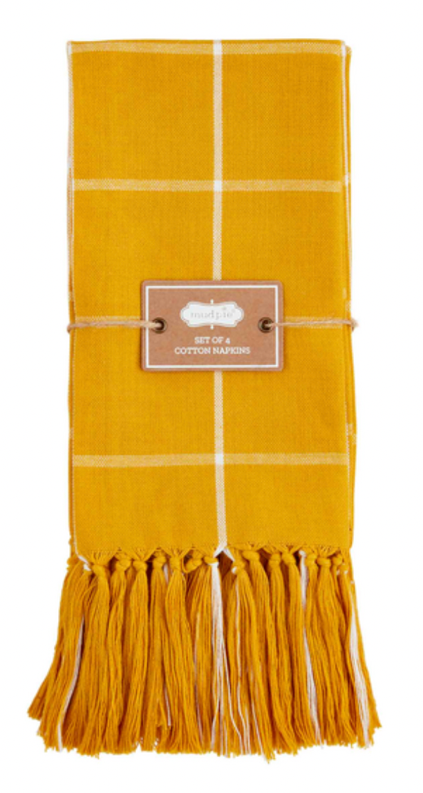 MUSTARD WINDOW PANE NAPKIN SET