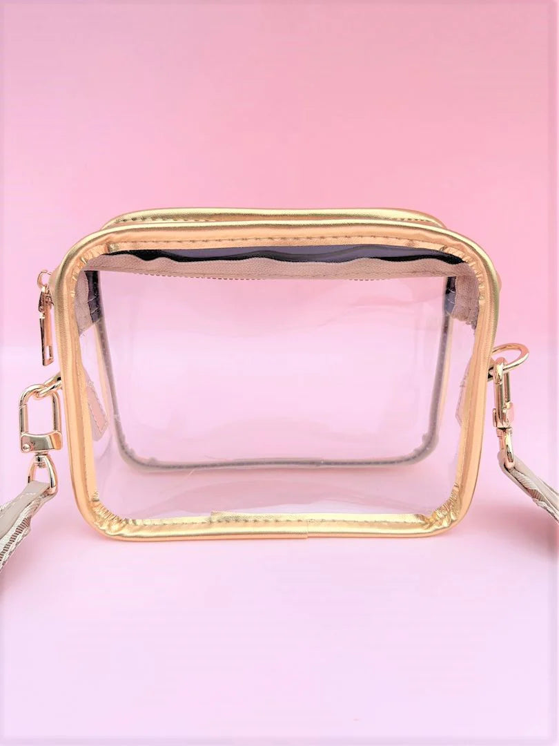 Clear Stadium Bag with Gold Trim