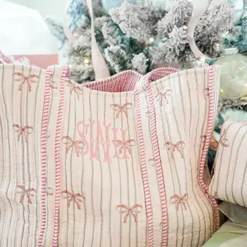 Quilted Block-Print Tote Bag