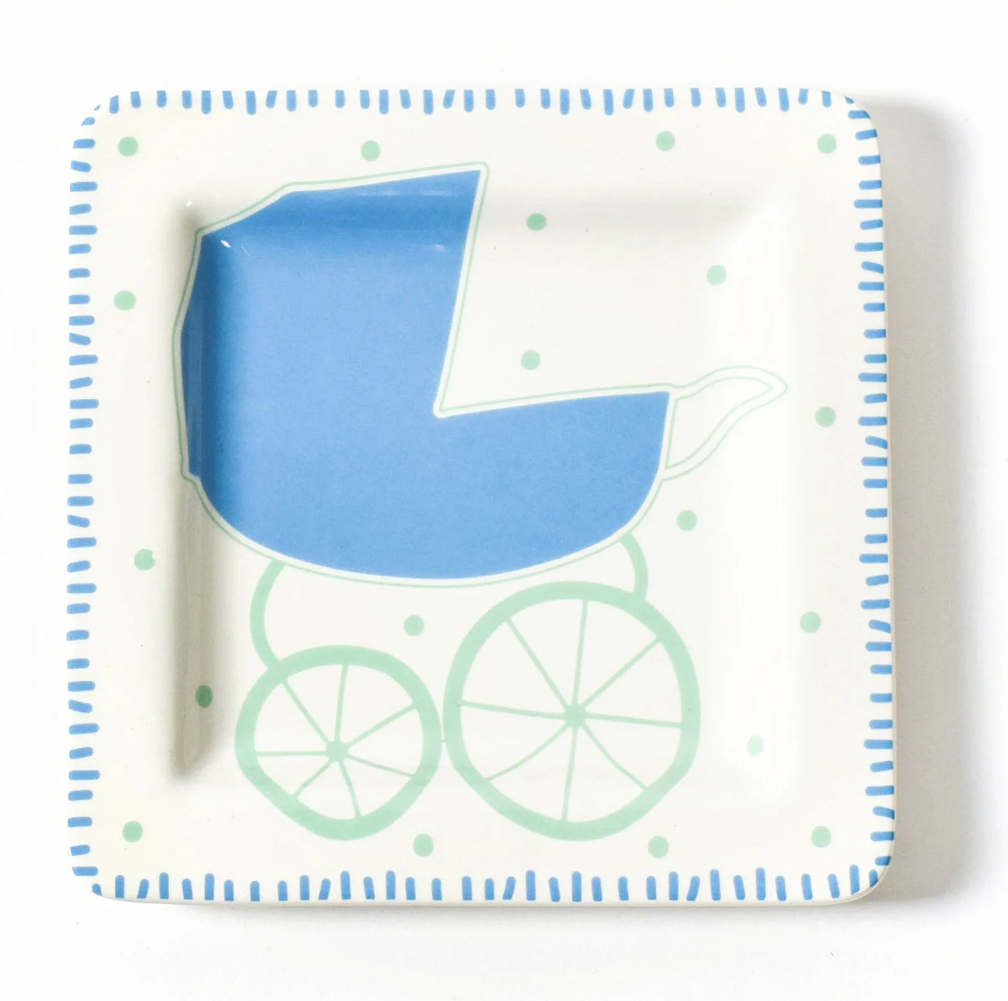 BABY CARRIAGE SQUARE PLATE BOY