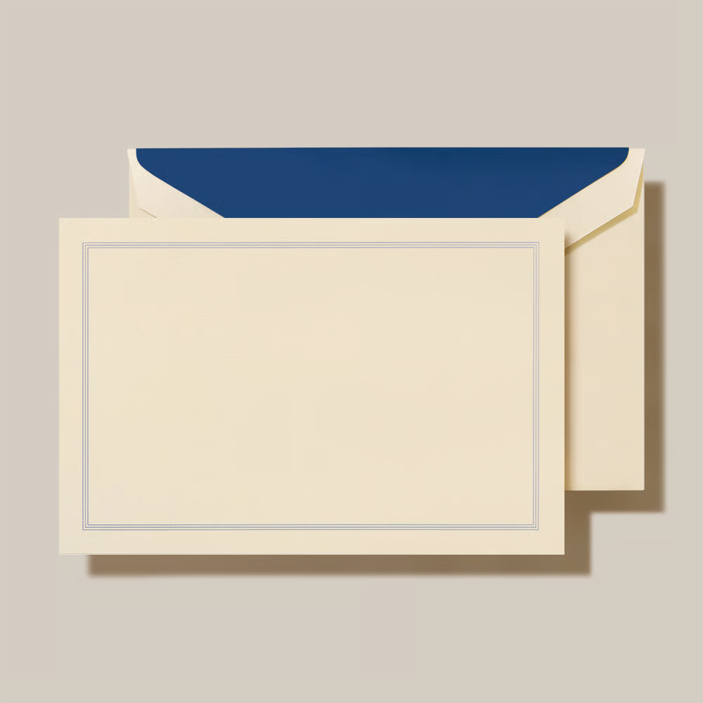 Crane Regent Blue Triple Hairline Card