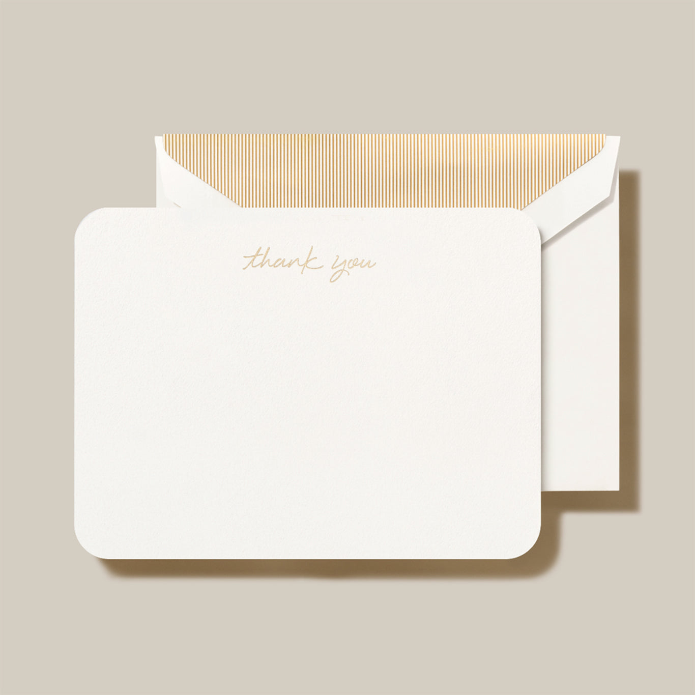 CRANE THANK YOU ON PEARL WHITE ROUNDED CORNER CARDS
