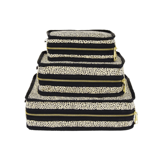 Mint Cheetah Seersucker Stacking Bag Set