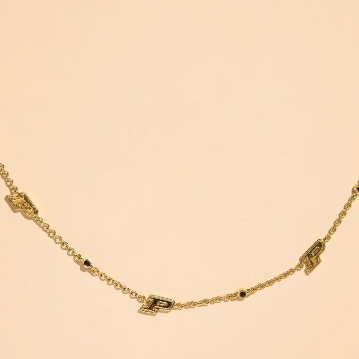 Nickel & Suede Purdue University Gem Delicate Saturn Chain Necklace