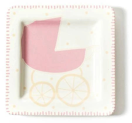 BABY CARRIAGE SQUARE PLATE GIRL