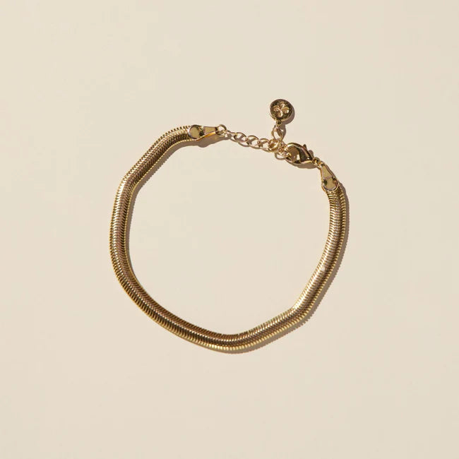 Nickel & Suede Gold Herringbone Bracelet