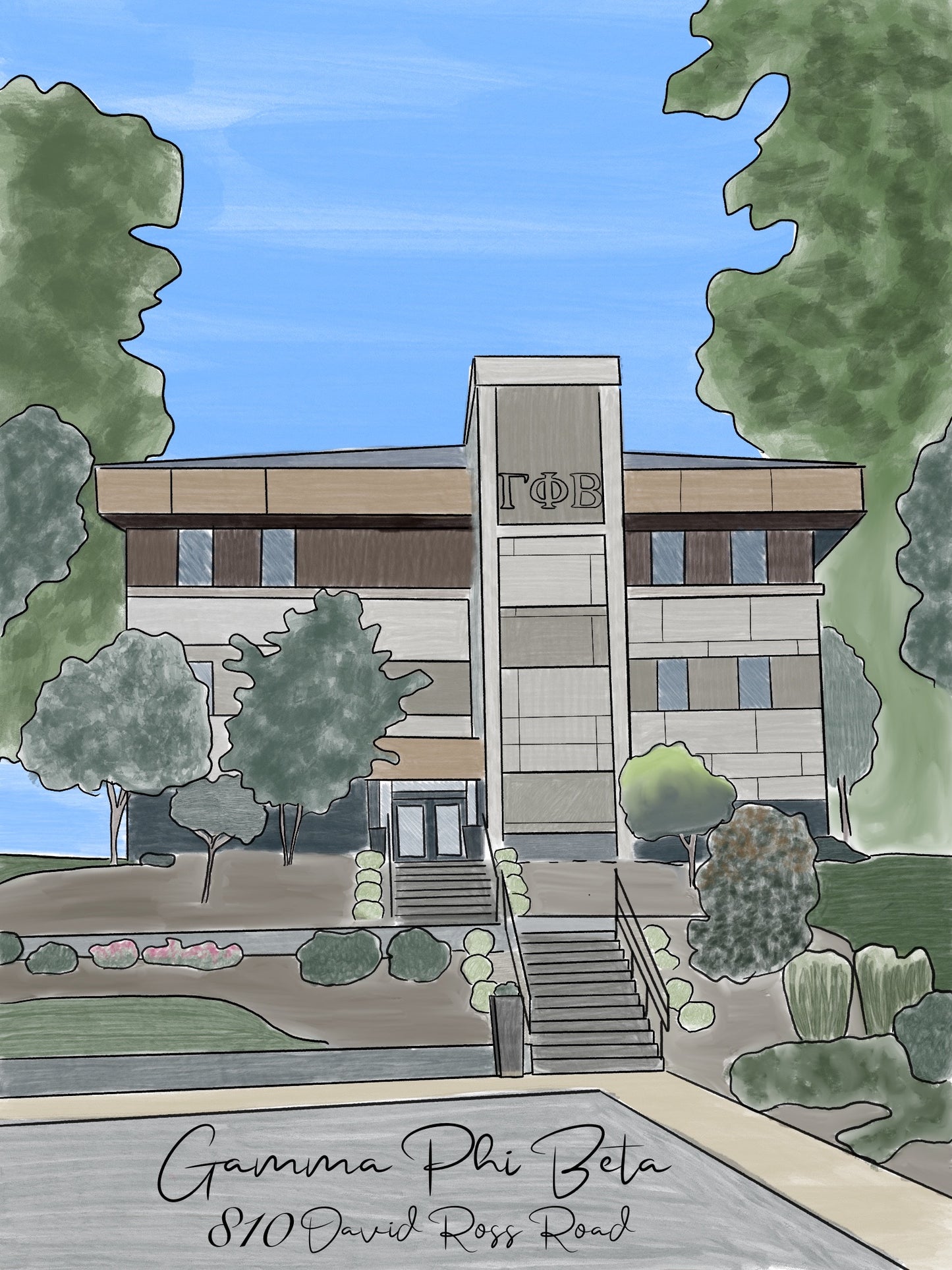 Purdue Sorority custom House Drawing