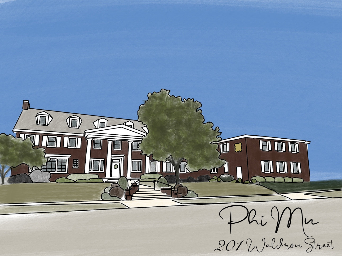 Purdue Sorority custom House Drawing