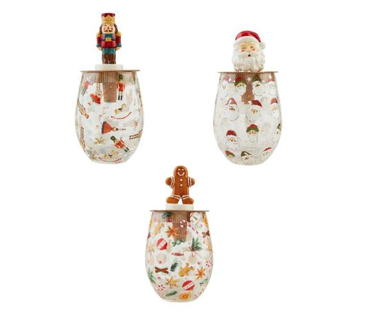 Mud Pie Christmas Wine Glass & Stopper Sets