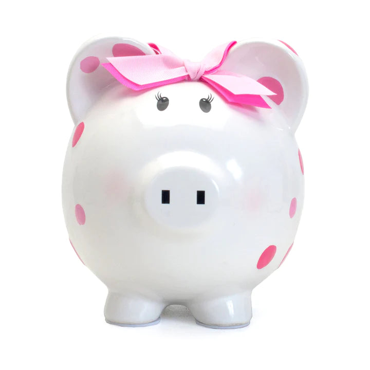 Pink Multi Dot Piggy Bank